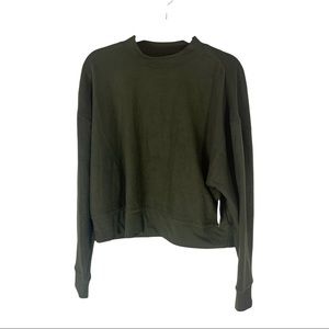 Abound Olive Night Mock Neck‎ Long Sleeve Cropped Fleece Pullover Soft XL NEW.
